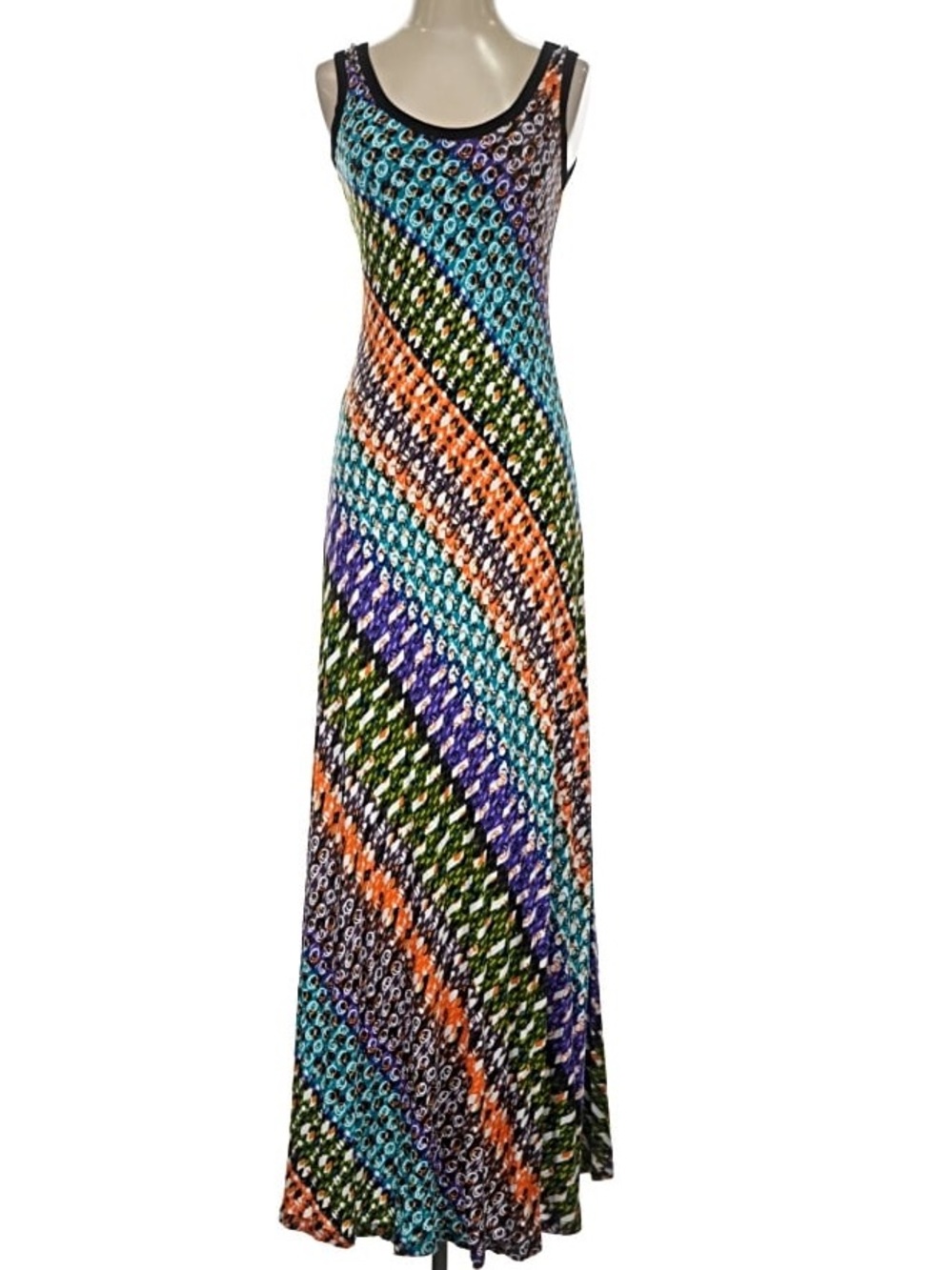 Calvin Klein sleeveless geometric dot print maxi dress (see measurements)